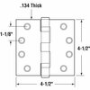 Prime-Line Door Hinge Commercial Smooth Pivot, 4-1/2 in. x 4-1/2 in. w/ Square Corners, Satin Nickel 3 Pack U 1156453